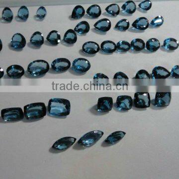 Beautiful London Blue Topaz Faceted Cut Stones