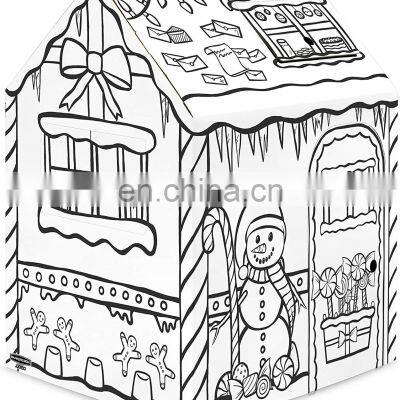 Custom Printed Children Toys For Art & Craft Diy Doodle House Coloring Indoor for Kids Cardboard Playhouse photo-3