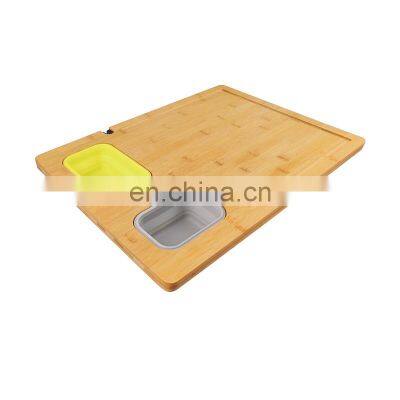 Extra Large Bamboo Cutting Board Collapsible Silicone Bowls Containers Kitchen Wood Sink Chopping Board With Knife Sharpener photo-4