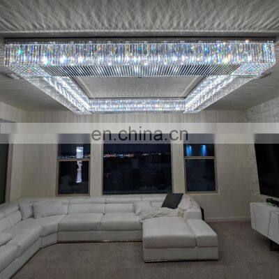 Custom large hotel rectangular chandelier modern luxury k9 crystal chandeliers for banquet villa