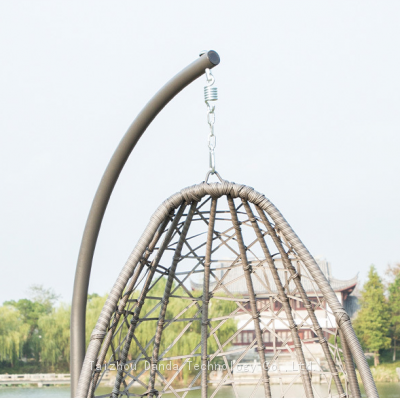 Durable Modern Outdoor Furniture Hanging Egg Swing Chair With Cushion PE Rattan Metal Frame Living Room Hotel Bedroom Courtyard photo-4