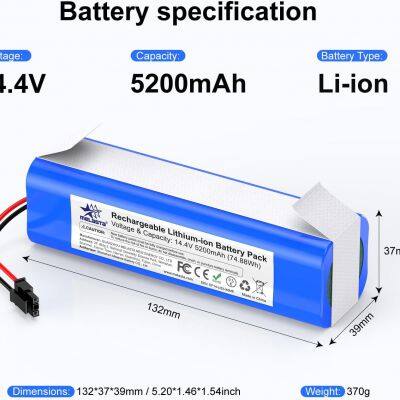 Melasta 14.4V 5200mAh Lithium Ion Replacement Battery Pack Compatible With X8 T226X Robot Vacuum Cleaner photo-3