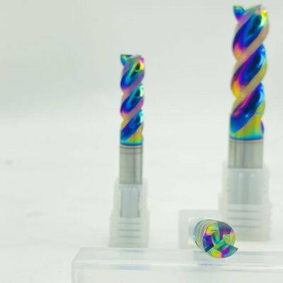 High Gloss Rainbow Coated 3 Flute Aluminum End Mill 8×24×75mm, Tungsten Carbide CNC Cutter For Non-Ferrous Metal CNC Machining & Cutting photo-3