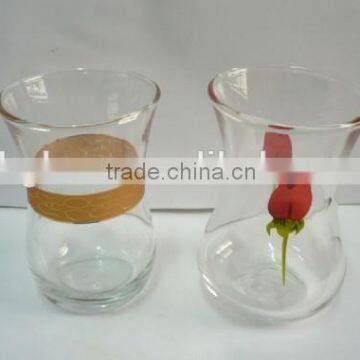 drinking tea glass cup/ glass milk tea cup with engraved pattern