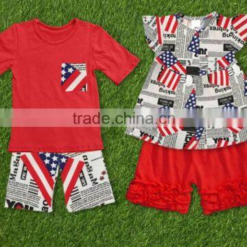 2016 childrens boutique clothing outfits 4th of July set boys girl clothes set outfits