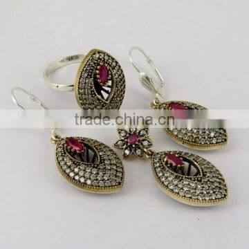 Loving Indian Handmade Design Forever !! Red Onyx, White CZ 925 Sterling Silver Indian Jewellery in Wholesale Prices