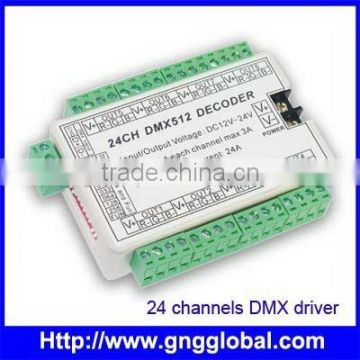 DC12-24V pwm dimmable led driver 24 channel dmx decoder