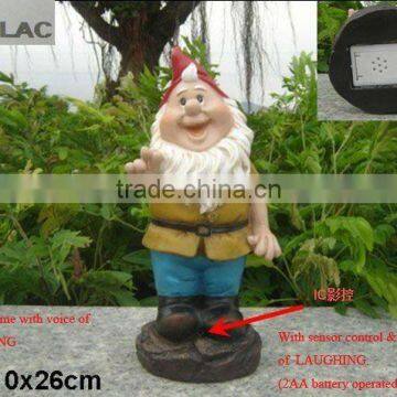 Promotional resin garden gnome with voice of laughing