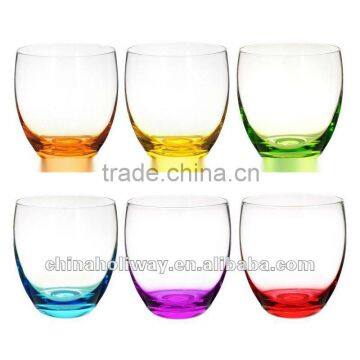 Set of 6 colorama glasses, colored tumbler glass