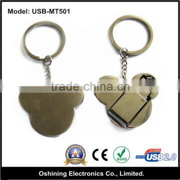 promotional cartoon metal top selling key chain usb flash drive (USB-MT501)