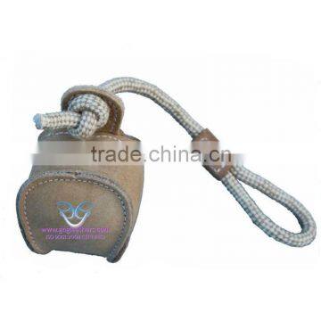 Suede Leather Dog Playing Tennis Ball Camel