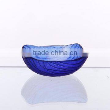 Blue Color Glass Dip Bowl with Wavy Rim