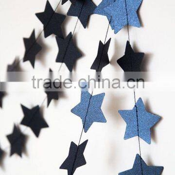 HOT! blue and black star paper garland for partyl wedding decorations