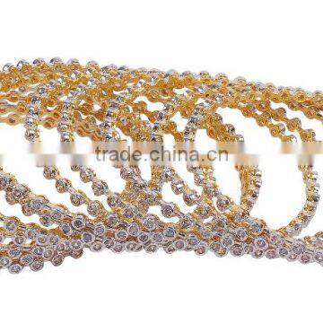 Indian Beautiful American Diamontic Gold Plated Bangle/ Bracelets Set photo-2