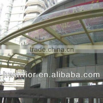 Curved tempered glass stainless steel canopy