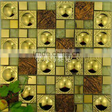 Mixed color family metal mix resin glass mosaic tile