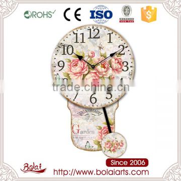 Flourish garden flowers and black dial pendulum cheap clock for sale