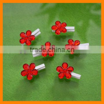 Mini Wood Clip+Acrylic Flower