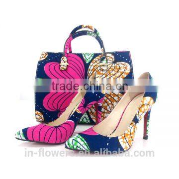 Quality Wholesale fabric matching shoe and bag set (Shoe size 38-41)