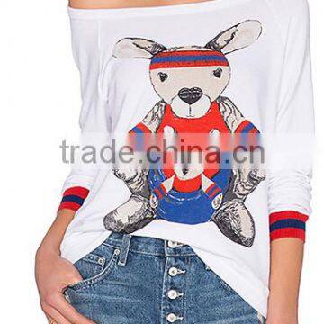 OEM Private Labels White Printed Cute Spring Women's Top Tee