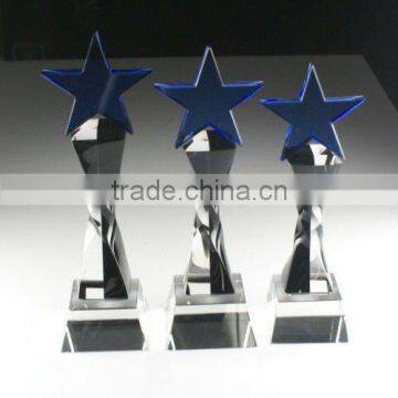 Crystal pyramid plaque with engraving crystal trophy