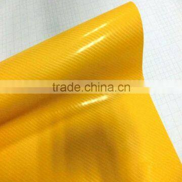 High glossy pvc self-adhesive yellow 4D carbon fiber film 1.52*30M