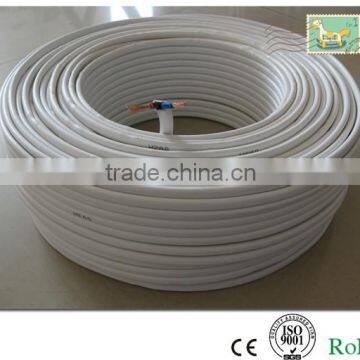 high quality flexible white PVC insulated 2 core flat power cable