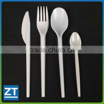 White Plastic Medium Weight Cutlery Kit with Fork, Knife, Tea Spoon