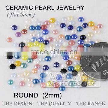 2mm colorful half round ceramic pearl wholesale flat back pearl factory direct on sales