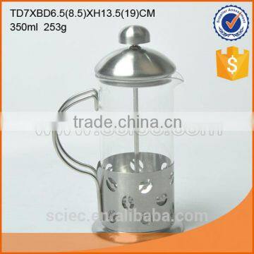 tempered glass tea/coffee pot and stainless steel pump lid