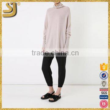 Ladies Beige Cashmere Turtleneck Oversized Jumper Sweater photo-2