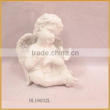small resin sitting garden angel statues with bird