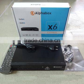 2016 For Ghana Alphabox X6 Combo powervu Autoroll powervu T2&S2 Combo powervu full hd mpeg4 decoder with RF support CCCAM