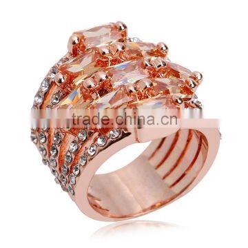 18k GP Cz Pink Zircon Jewelry Austrian Crystal Rose Gold Ring