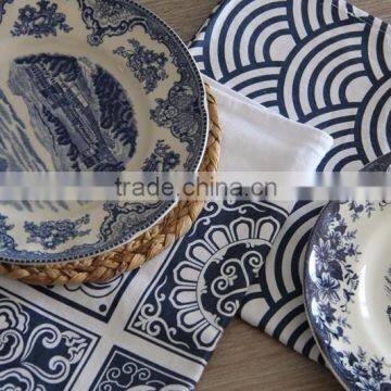 Chinese Porcelain style Tea towel Parttern printed Kitchen Towel Cotton Dish Towel