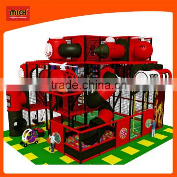 Amusement park indoor playground equipment with plastic children swing and slide set