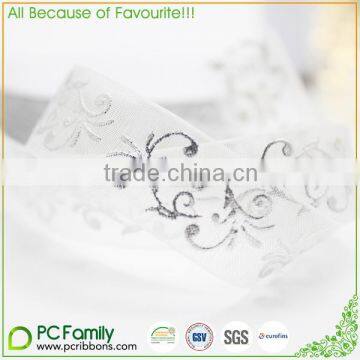 embroidered organza fabric type polyester