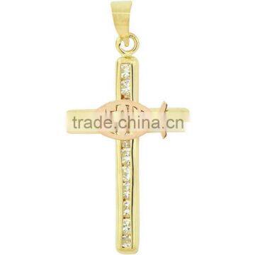 PD170 Gold Plated Jesus Fish Pendant With Crystals