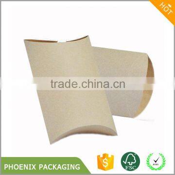 Foldable Recycled Natural Brown Kraft Paper Pillow Box Packaging