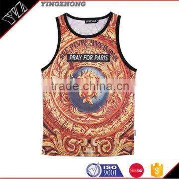 Hot Summer Mens new arrival custom sublimation gym vest 3D printing tank top