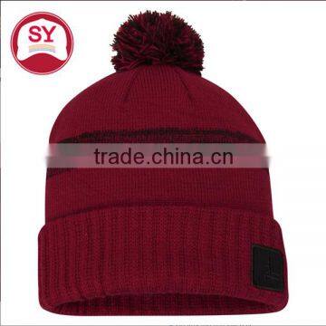 customize logo cuffed knit beanie hat with Pom,caps ,hats