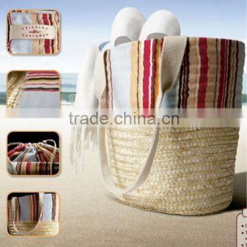 wholesale lady straw tote bag cloth beach bag cheap