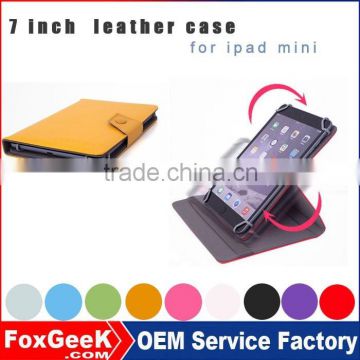 multi degree rotation Leather Case For IPad with 9 10 colors and stand tablet cases for ipad mini