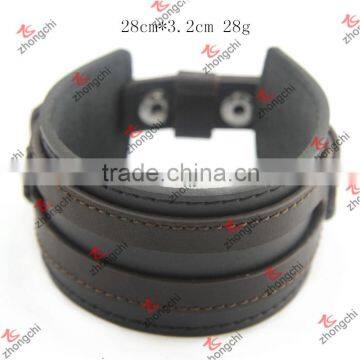 Leather Cuff Double Wide Bracelet and Rope Bangles Brown for Men Fashion Man Braclets Unisex Jewelry