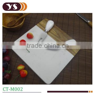 Factory wholesale square marble chopping board with acacia wood combined