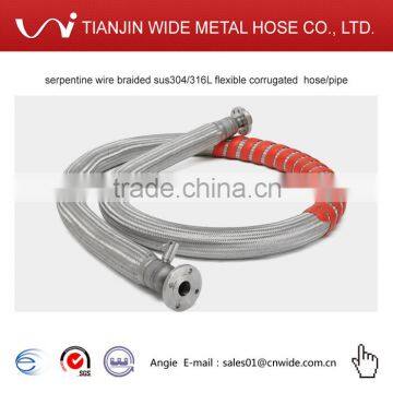 braided high temperature corrugated metal hose for oil filling