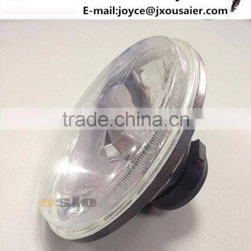7 Inch Round BMC With Hold Crystal Iron Auto Halogen Semi Sealed Beam Headlight Install H4 Bulb