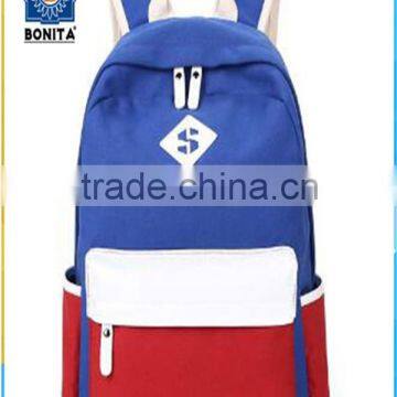 blue and red Fashion Wholesale Canvas Backpacks For School kids