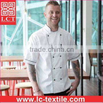 Recommend 2015 Double breasted slim fit design kitchen uniform with top quality finishing(LCTU0023)