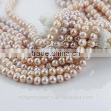 Pink Lavendar Color Potato Shape A Grade Rings 8-9mm Natural Color Pearl Strand photo-3